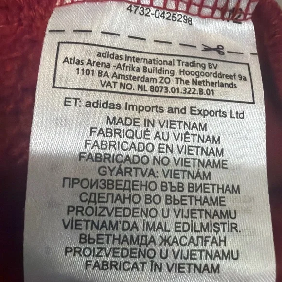 Adidas Three Striped Red Warm Gym Warm Up Jog Run Pullover Hoodie Size XL - Picture 8 of 8